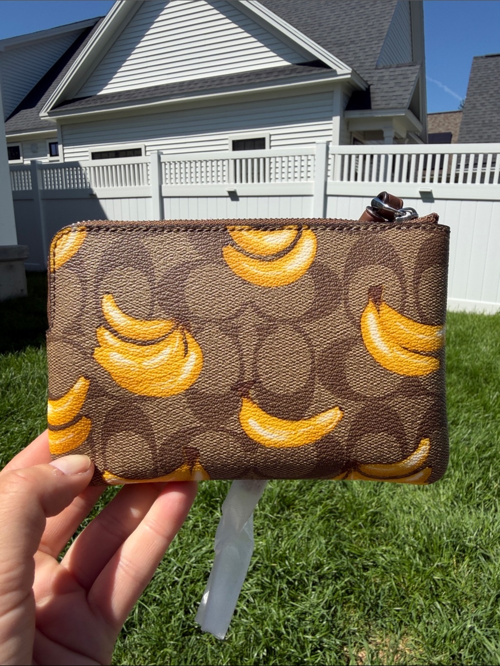 NWT Coach Brown Signature Banana Zip Pouch - Picture 3 of 4